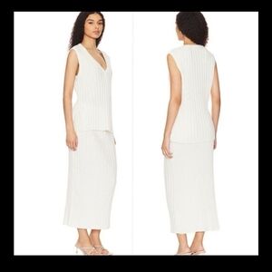 Free People Beach Veda Sweater Set Cotton-Linen- Viscose Blend In Cream Size Med